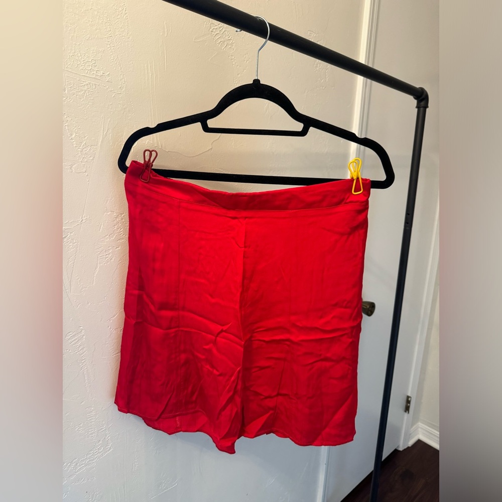 Nation Satin Red Mini Skirt